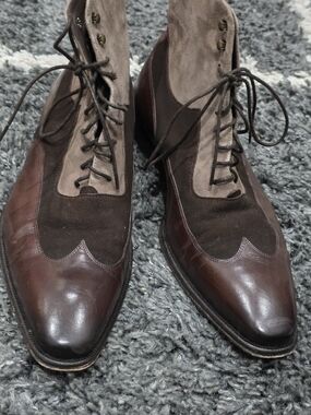 Mezlan Men's Two-Tone Brown Leather & Suede Lace-Up Boots Size 11M